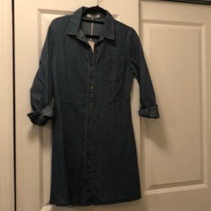 Denim button down dress